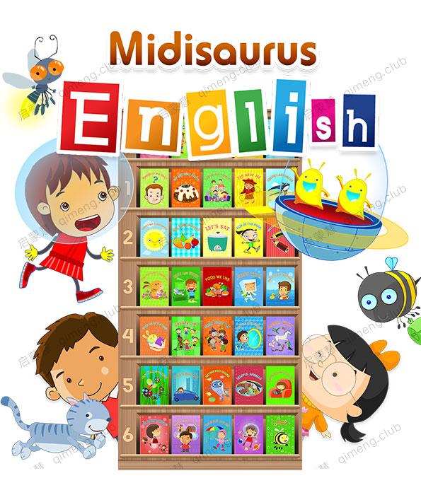 专为亚洲学龄前儿童开发的幼儿英语《Midisaurus English米迪英语》1-6级绘本+歌曲动画